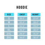 the height chart for the hoodie is shown
