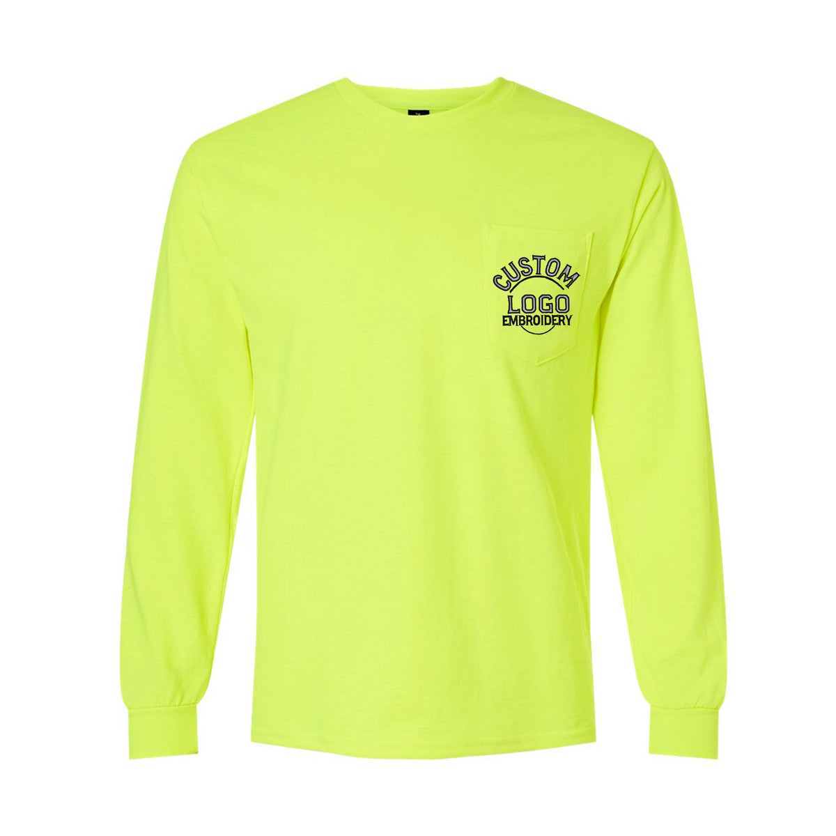 a neon yellow long sleeve shirt with a logo on the chest