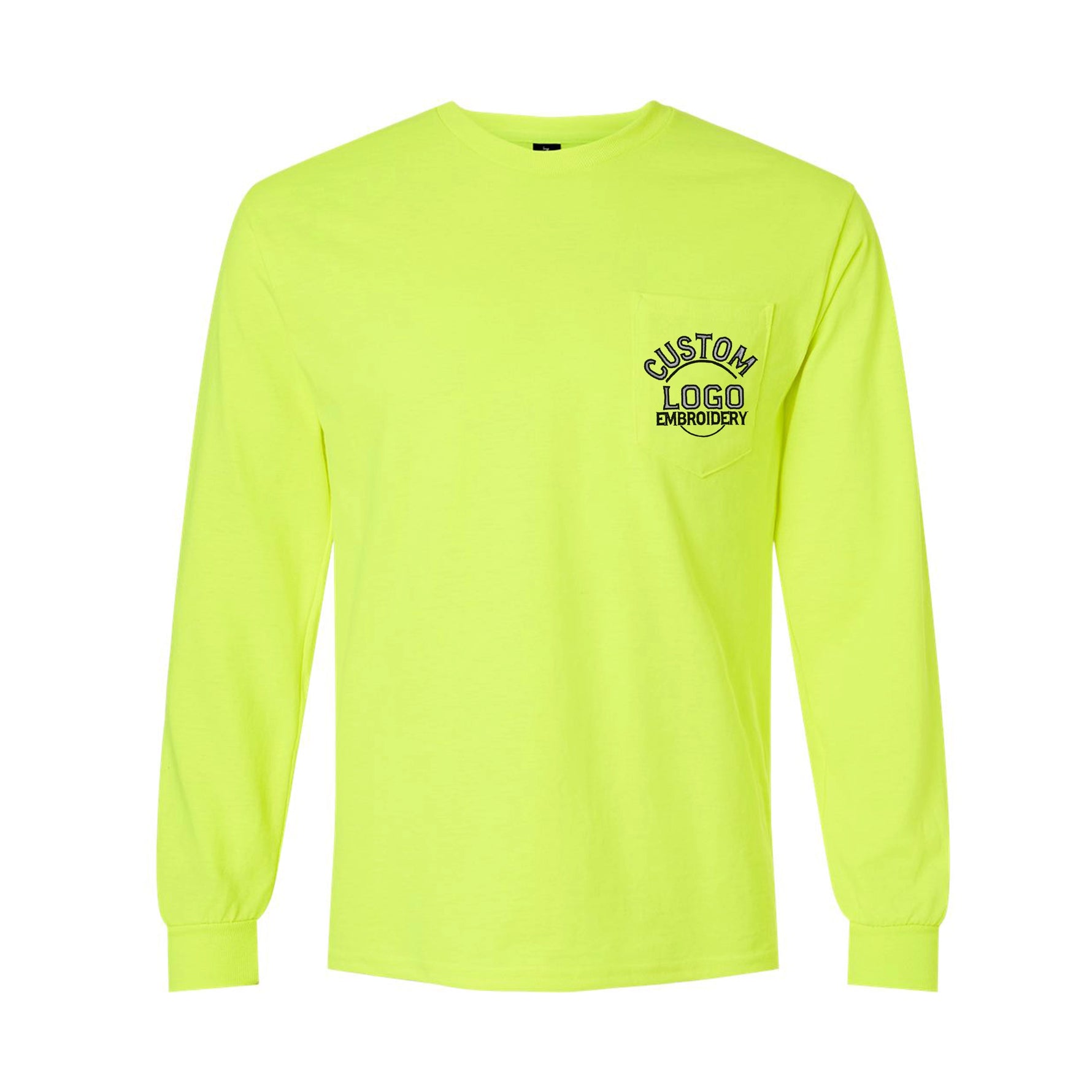 a neon yellow long sleeve shirt with a logo on the chest