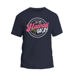 a navy t - shirt with the words hawaii and a palm tree