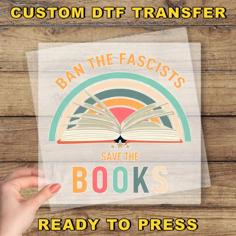 a person holding up a book with the words ban the fascitss save