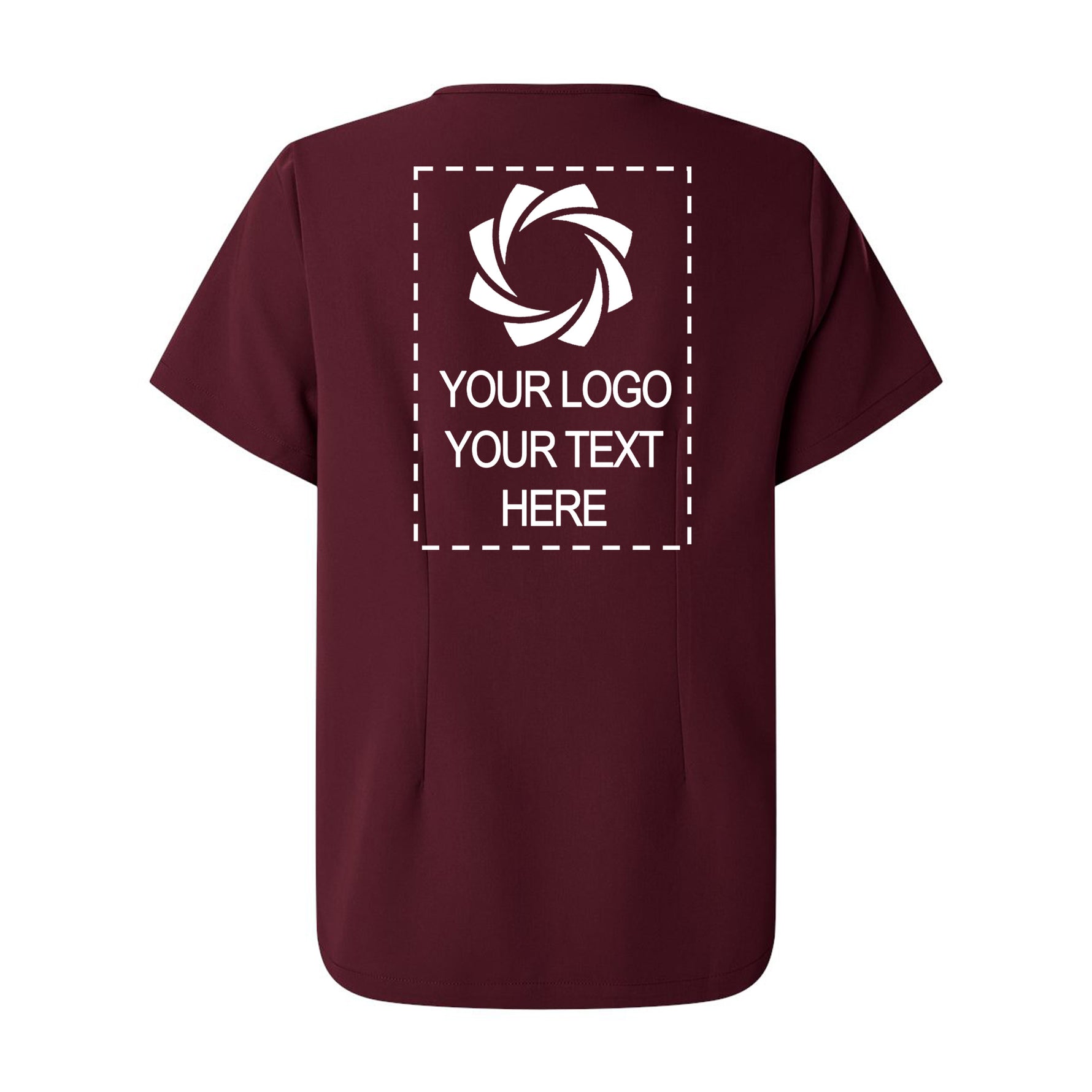 a maroon t - shirt with a picture of a camera
