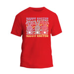 a red t - shirt that says happy easter