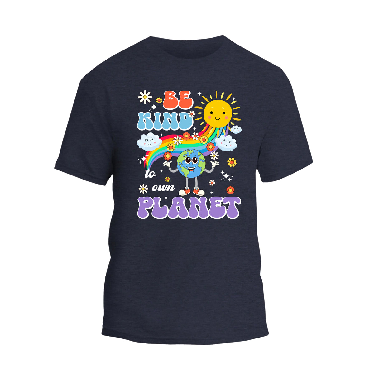a navy t - shirt with the words, be kind of a rainbow