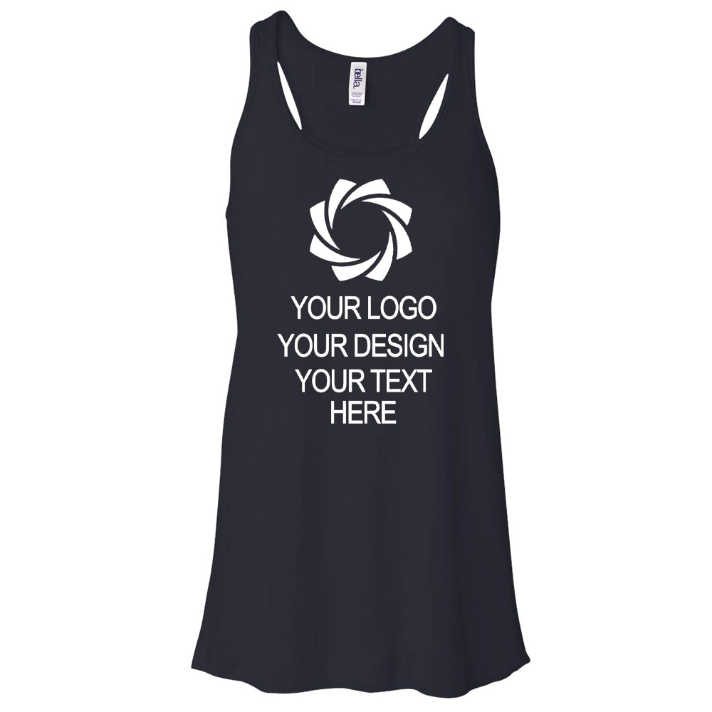 a black tank top with a white logo