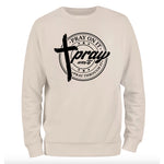 a white sweatshirt with the words pray on it
