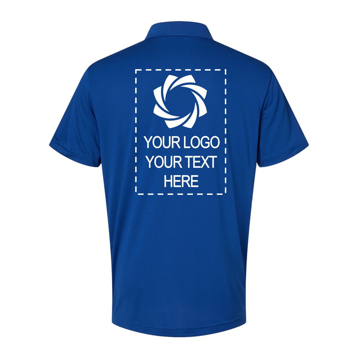 a blue polo shirt with a picture of a camera