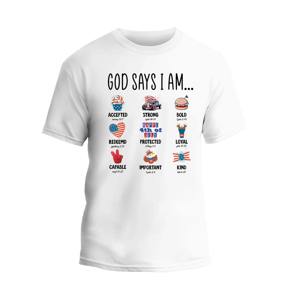 a white t - shirt that says, good says i am