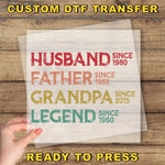 a hand holding up a piece of paper with the words, husband, father,