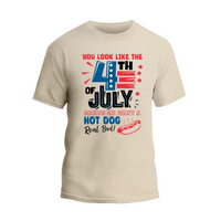 a white t - shirt with the words 4th of july on it