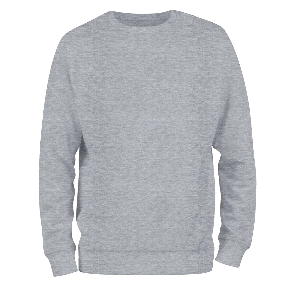 a grey crew neck sweater on a white background