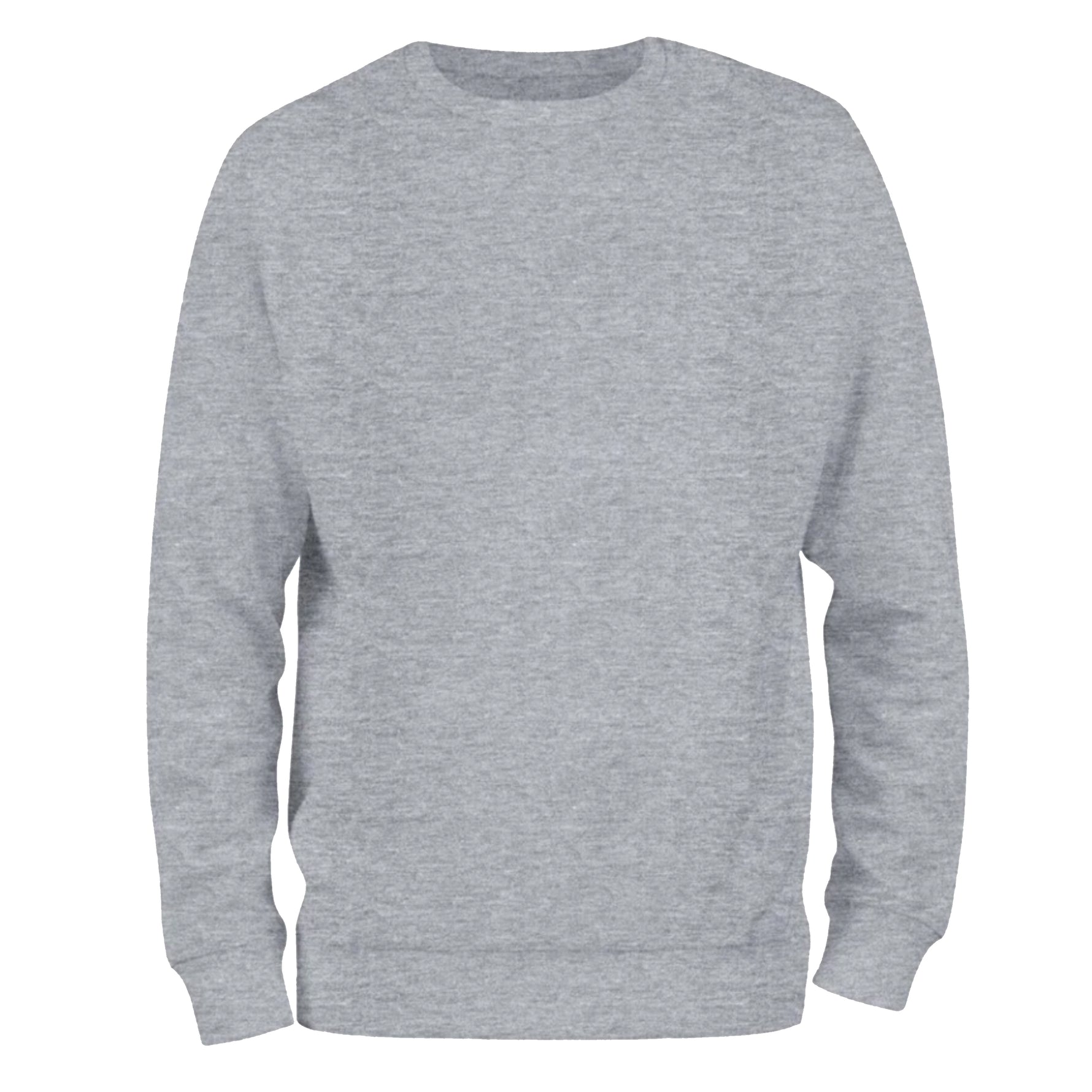 a grey crew neck sweater on a white background