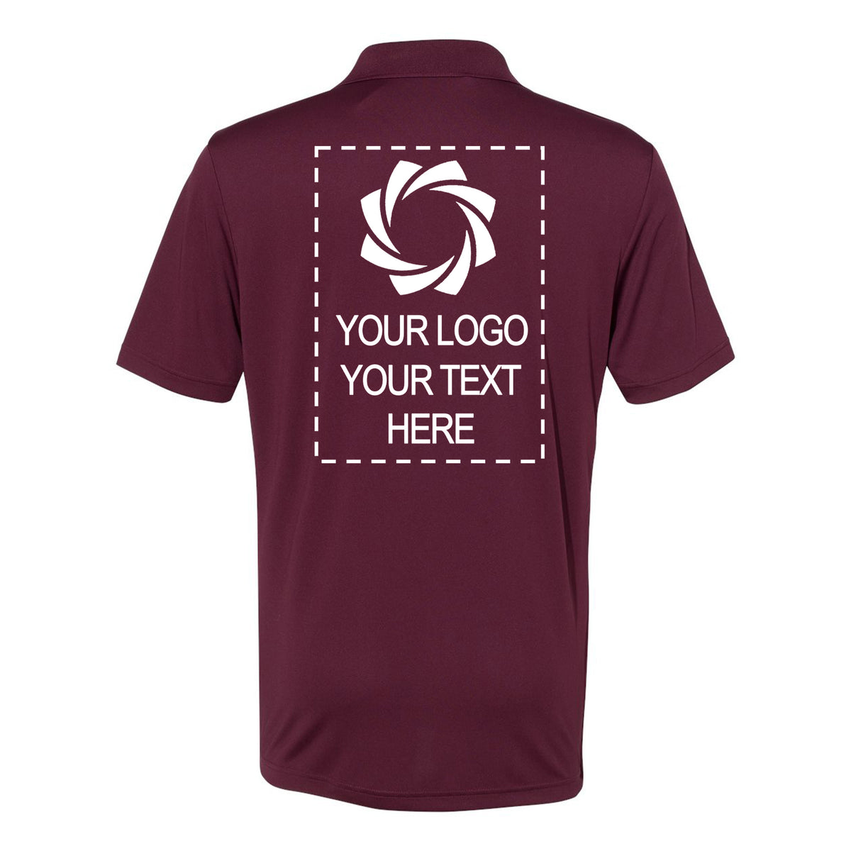 a maroon polo shirt with an image of a camera