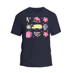 a t - shirt with a school bus and school supplies on it