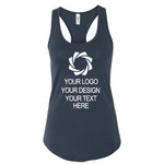 a women's tank top with a white logo