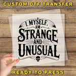 a hand holding a piece of paper that says, i myself am strange and unusual