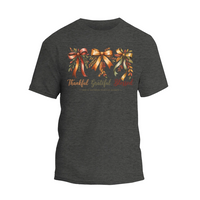 Thankful Grateful Blessed Shirt, Cozy Bow Autumn T-shirt