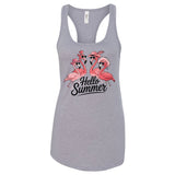 Hello Summer Flamingo Women's Ideal Racerback Tank Top, Summer Women Tank Top