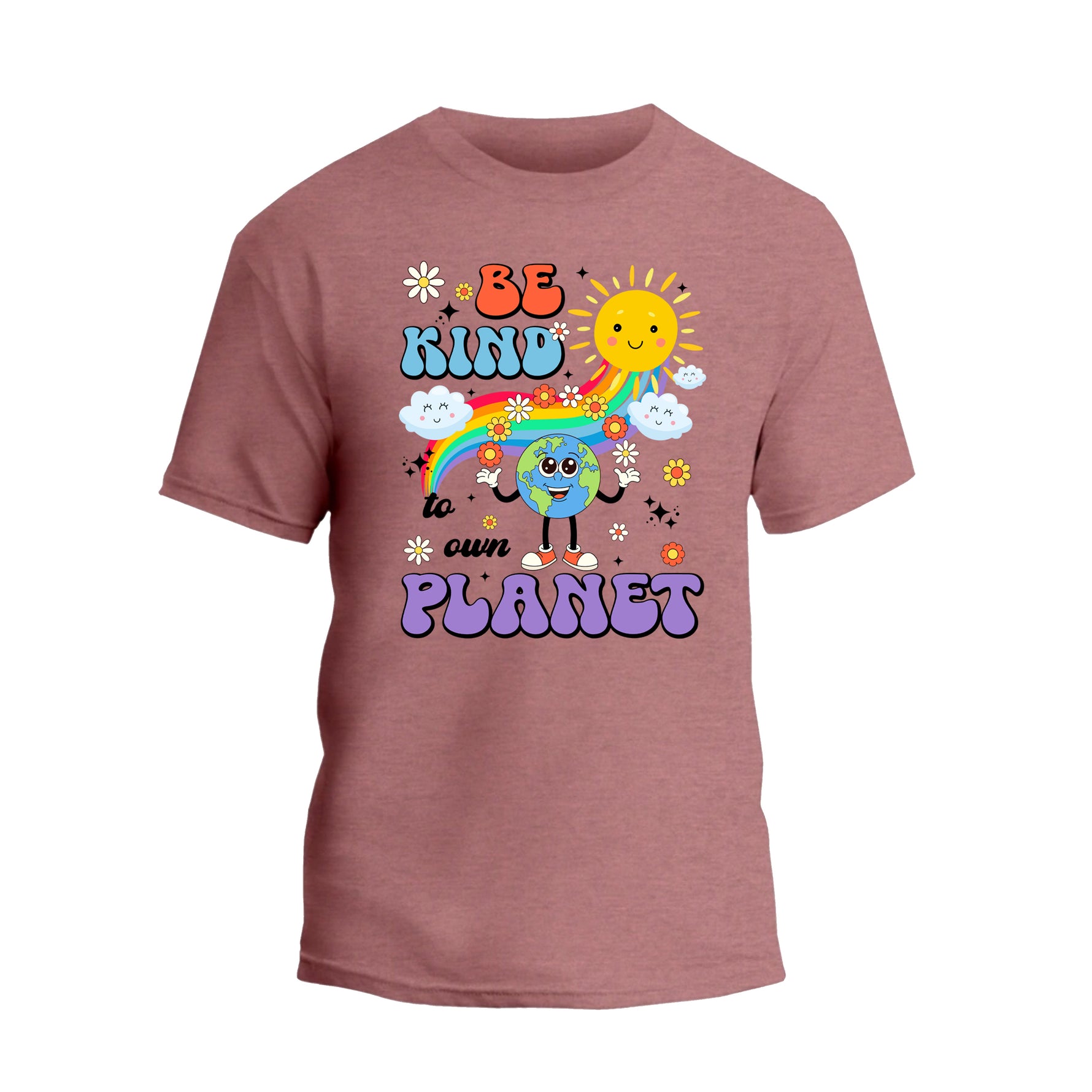 a pink t - shirt that says be kind of planets