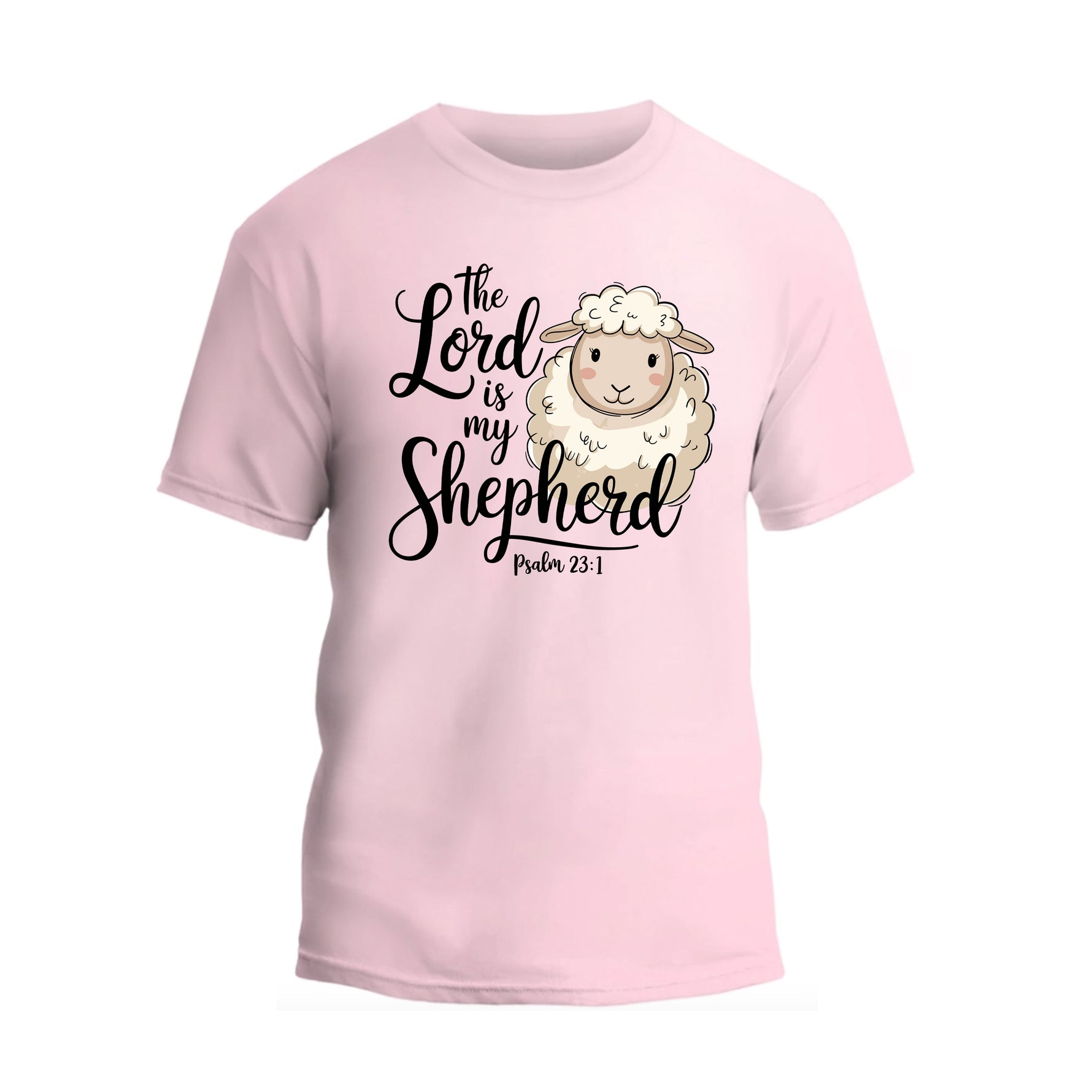 a pink t - shirt with the words the lord is my shepherd printed on it