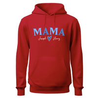 a red hoodie with the words mama on it
