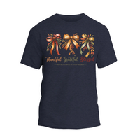 Thankful Grateful Blessed Shirt, Cozy Bow Autumn T-shirt