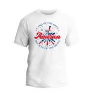 a white t - shirt with an american design