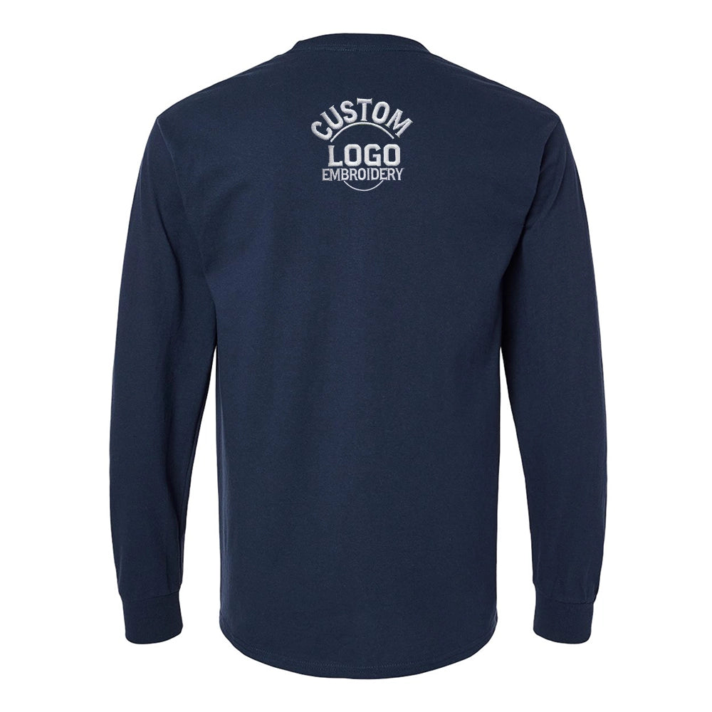 a long - sleeved shirt with a logo on the chest