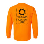 an orange long sleeved shirt with a picture of a camera