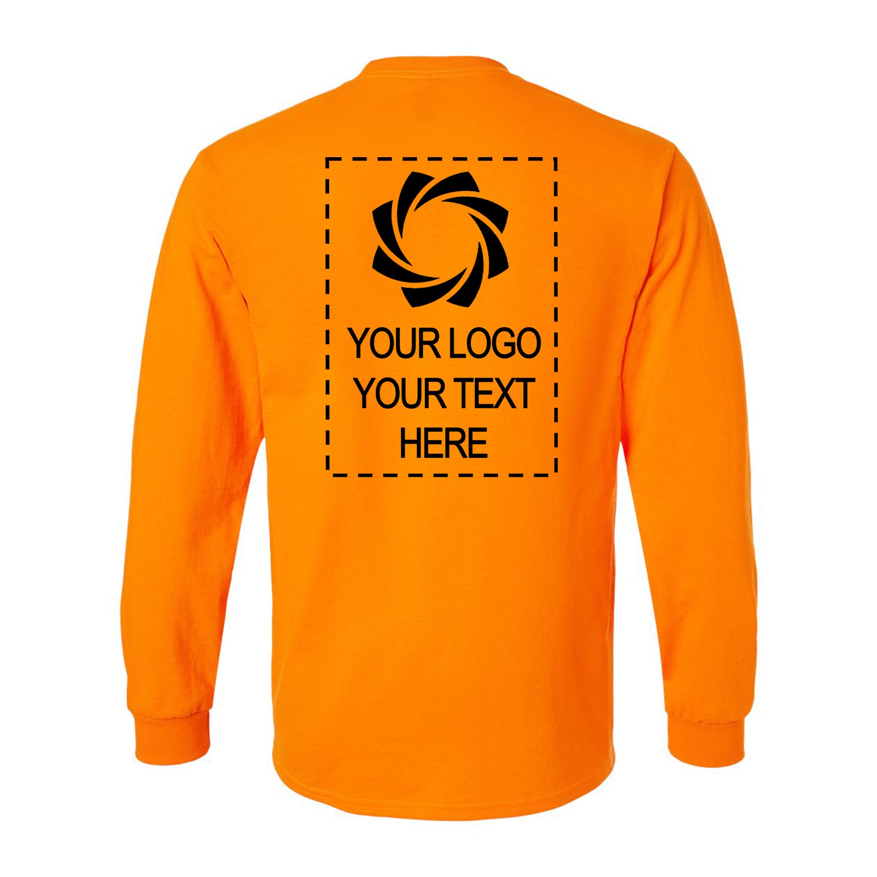 an orange long sleeved shirt with a picture of a camera