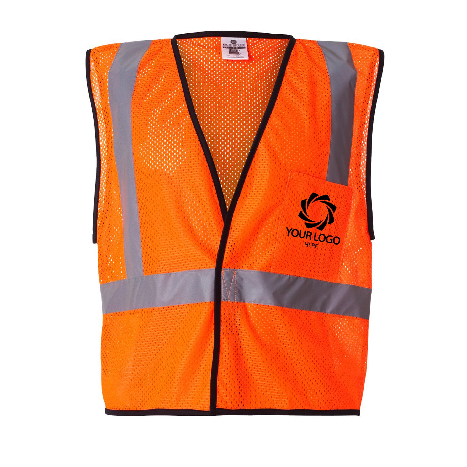 an orange safety vest with a logo on it