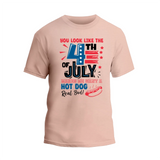 a pink t - shirt that says you look like the fourth of july