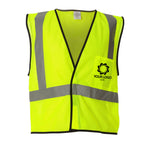 a yellow vest with a logo on it