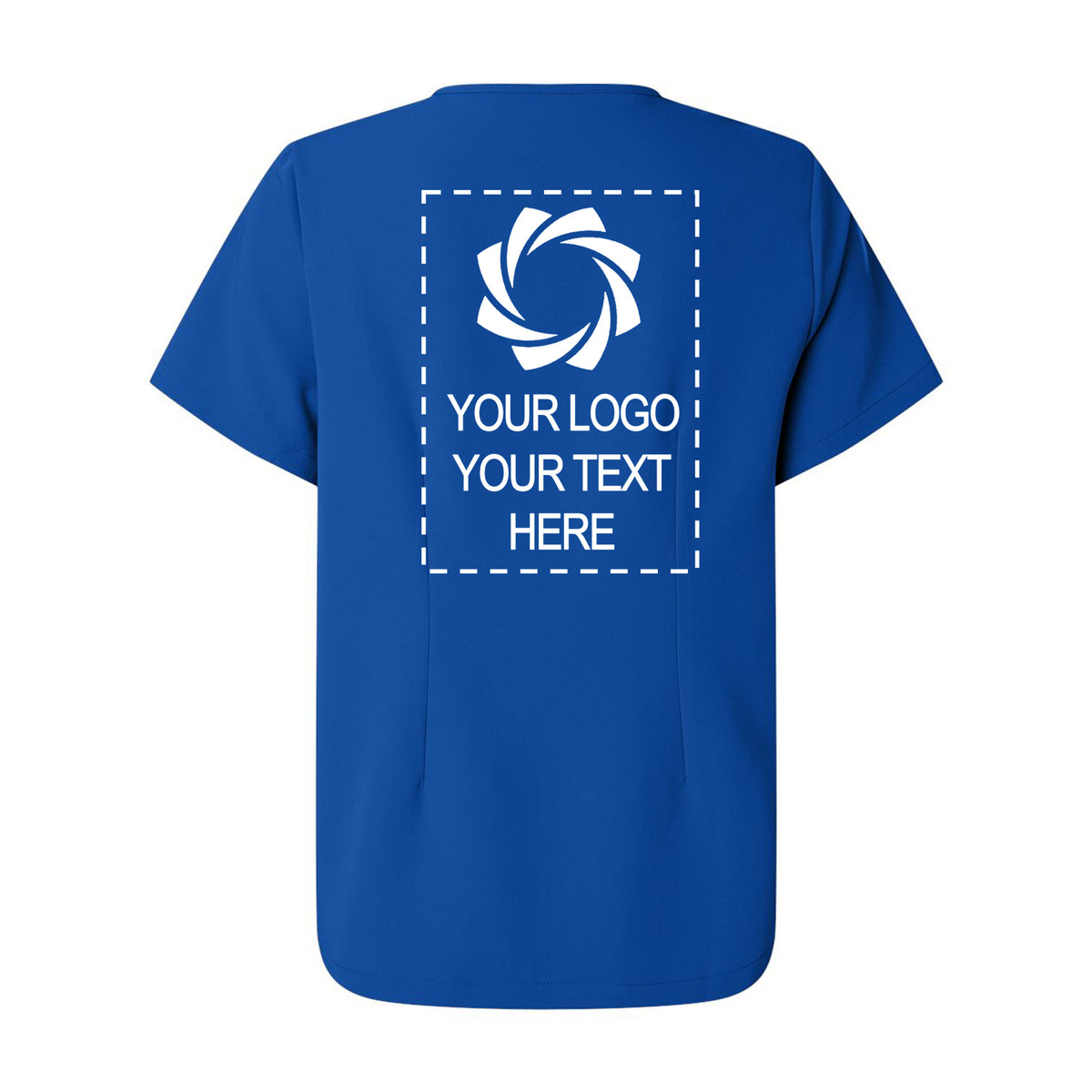 a blue t - shirt with a logo on it