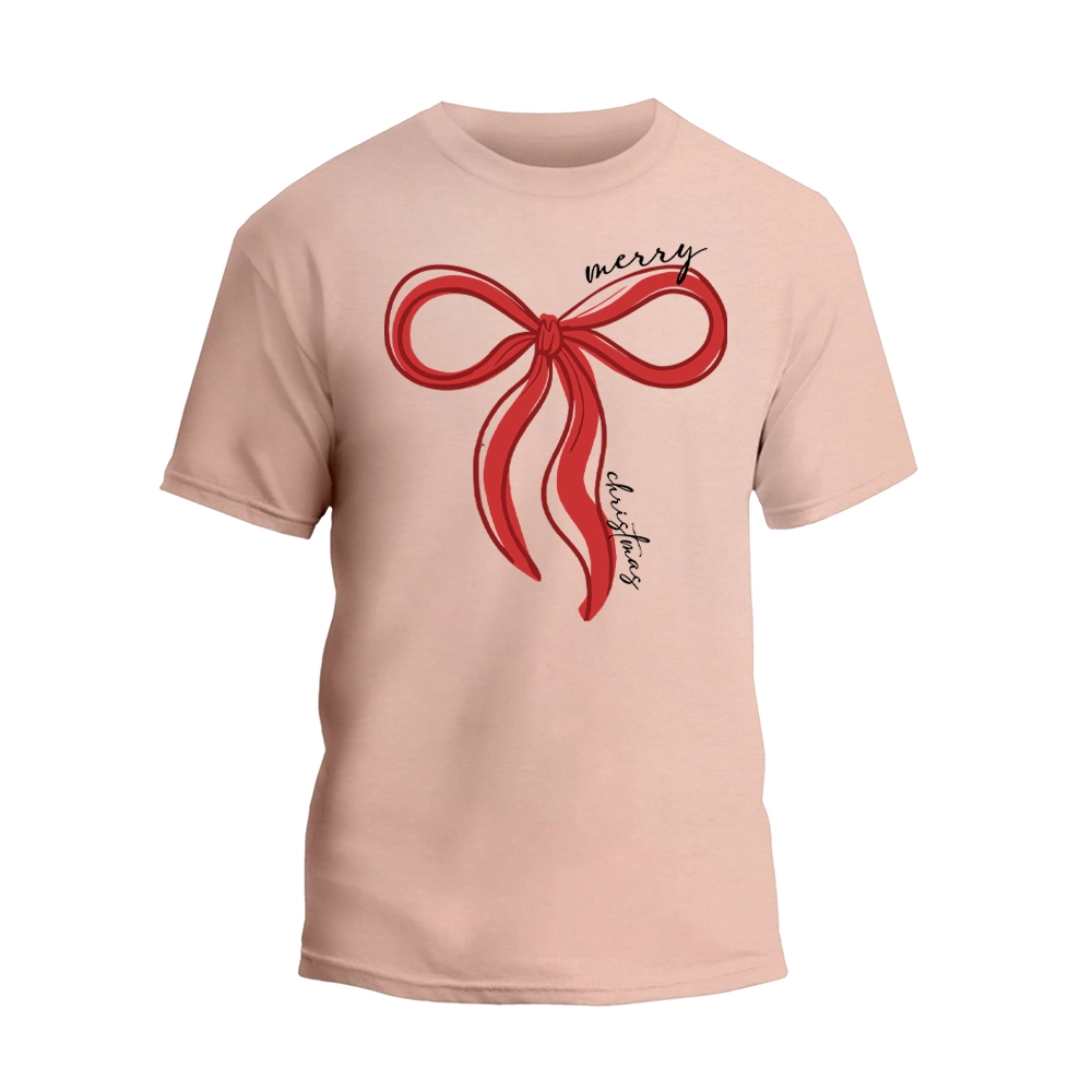 Coquette Bow Merry Christmas Shirt, Christmas Women T-shirt