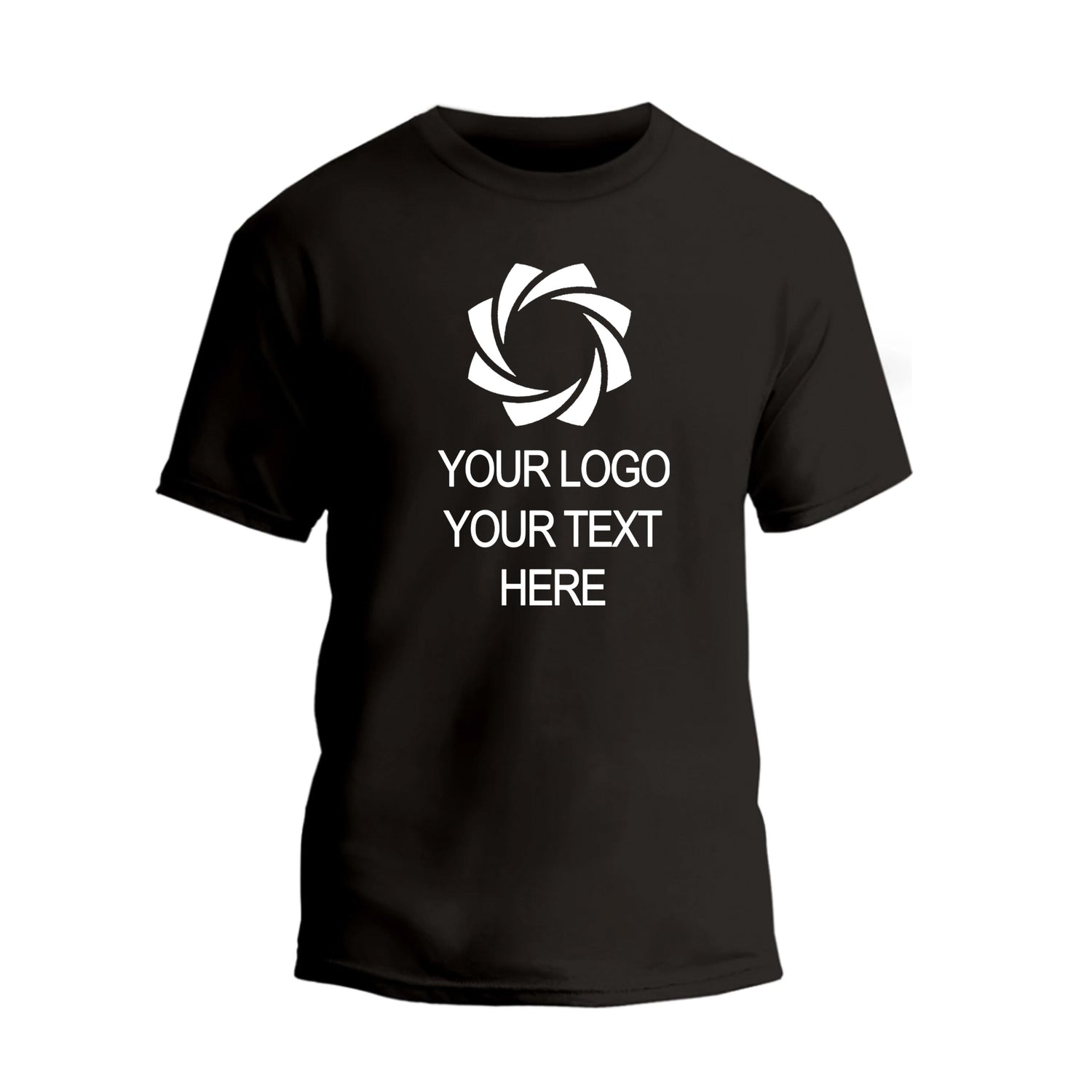a black t - shirt with a white logo