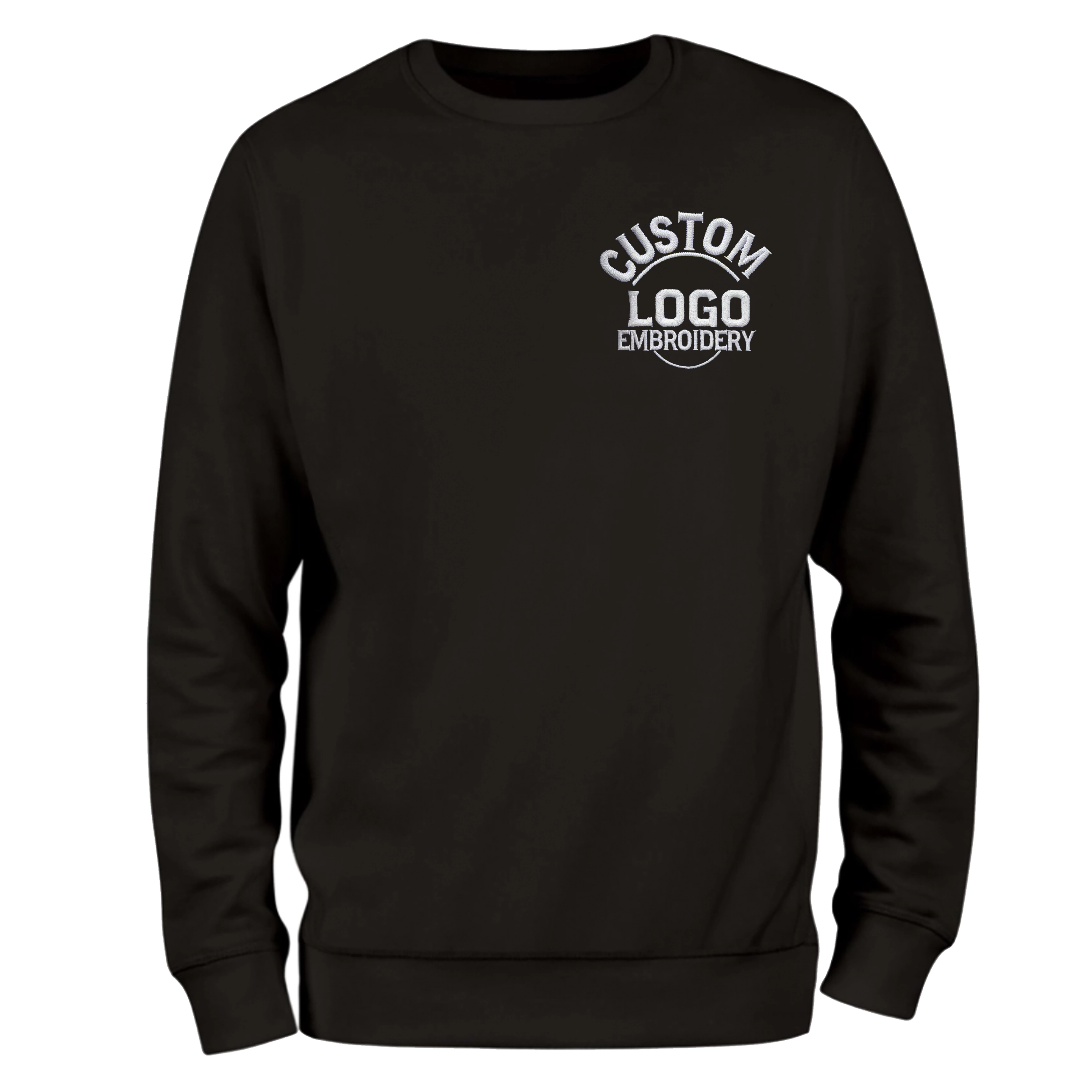 a black sweatshirt with the custom logo on it