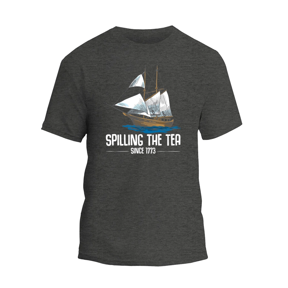 a t - shirt with a sailing the tea logo on it