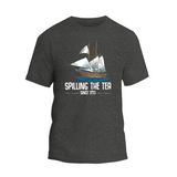 a t - shirt with a sailing the tea logo on it