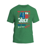 a green fourth of july t - shirt with a red, white and blue design