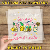 a hand holding a piece of paper with the words, custom diy transferer
