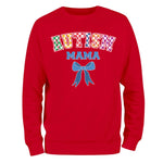 a red sweatshirt with the words autism and a bow