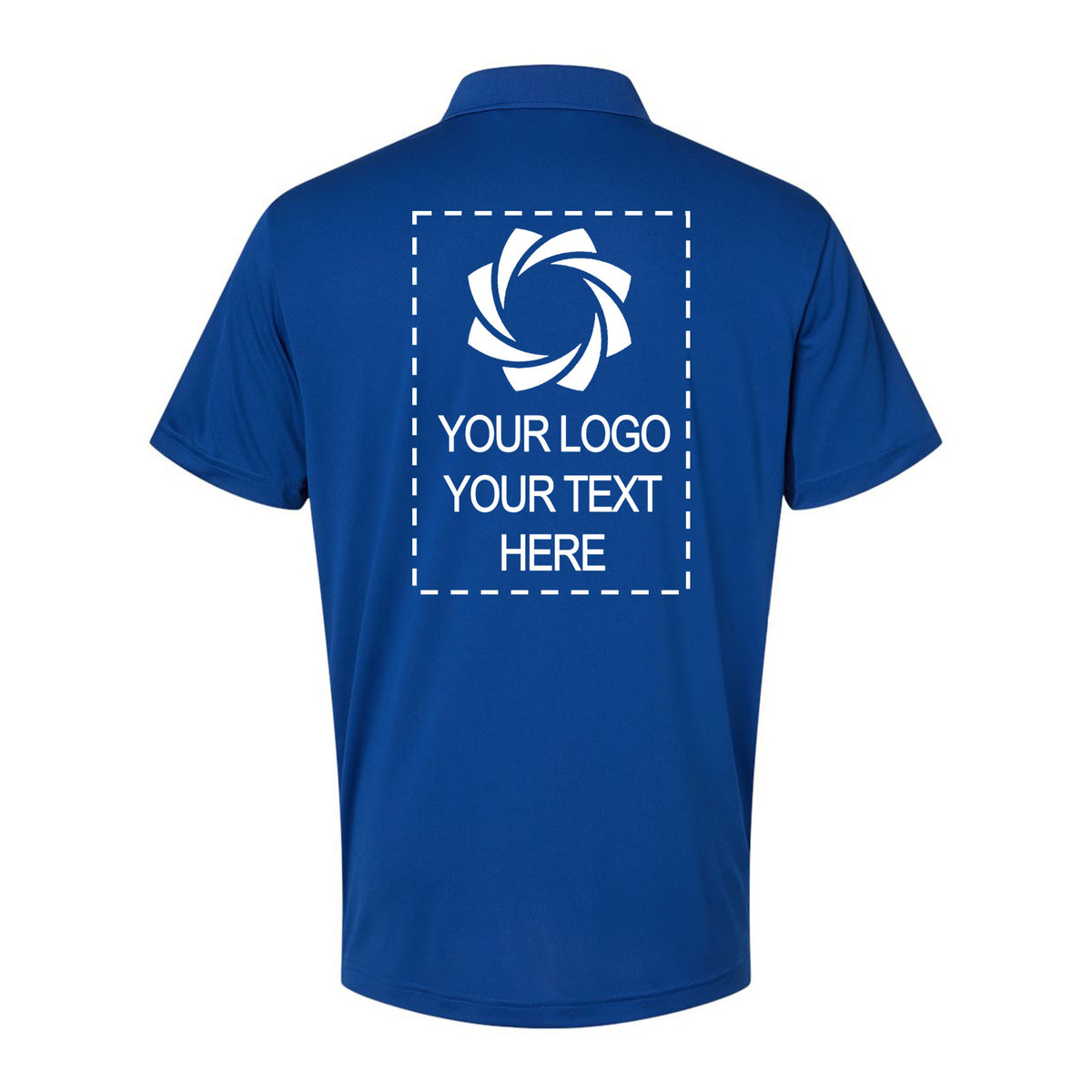 a blue polo shirt with a picture of a camera