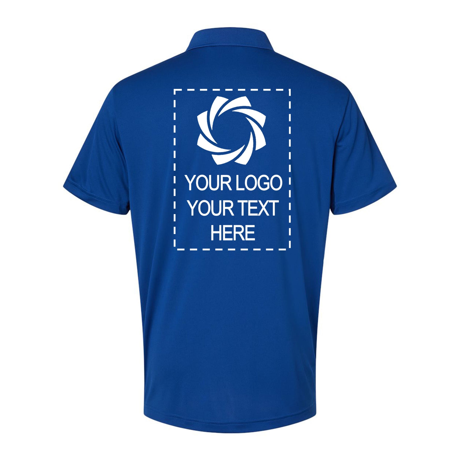 a blue polo shirt with a picture of a camera