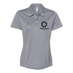 a women's polo shirt with a logo on the chest