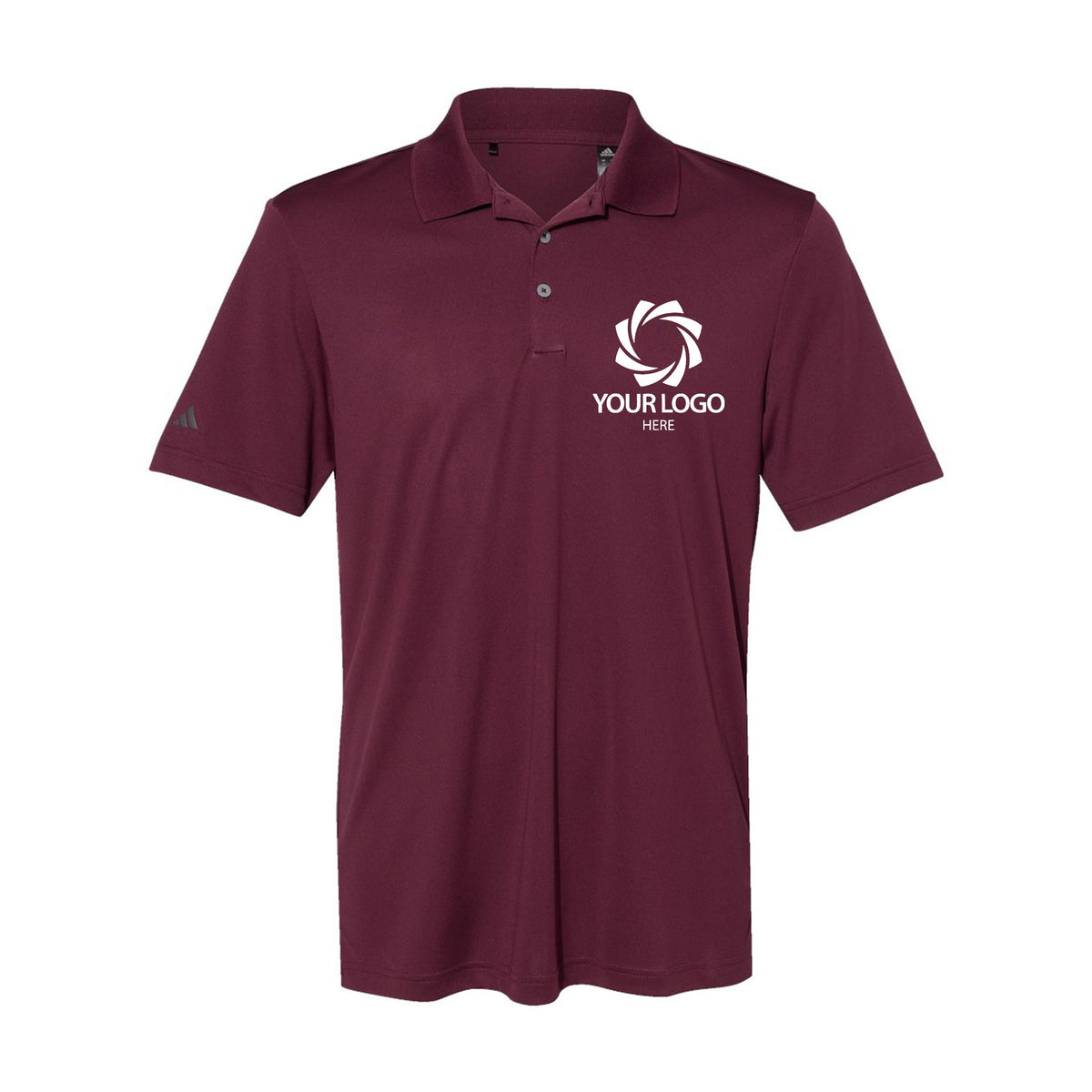 a maroon polo shirt with a white logo