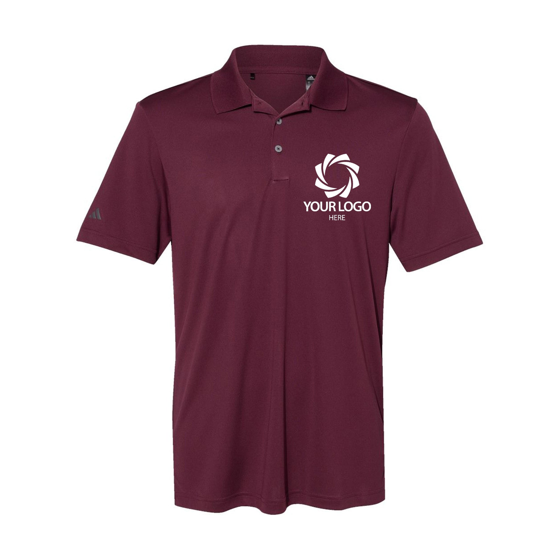 a maroon polo shirt with a white logo