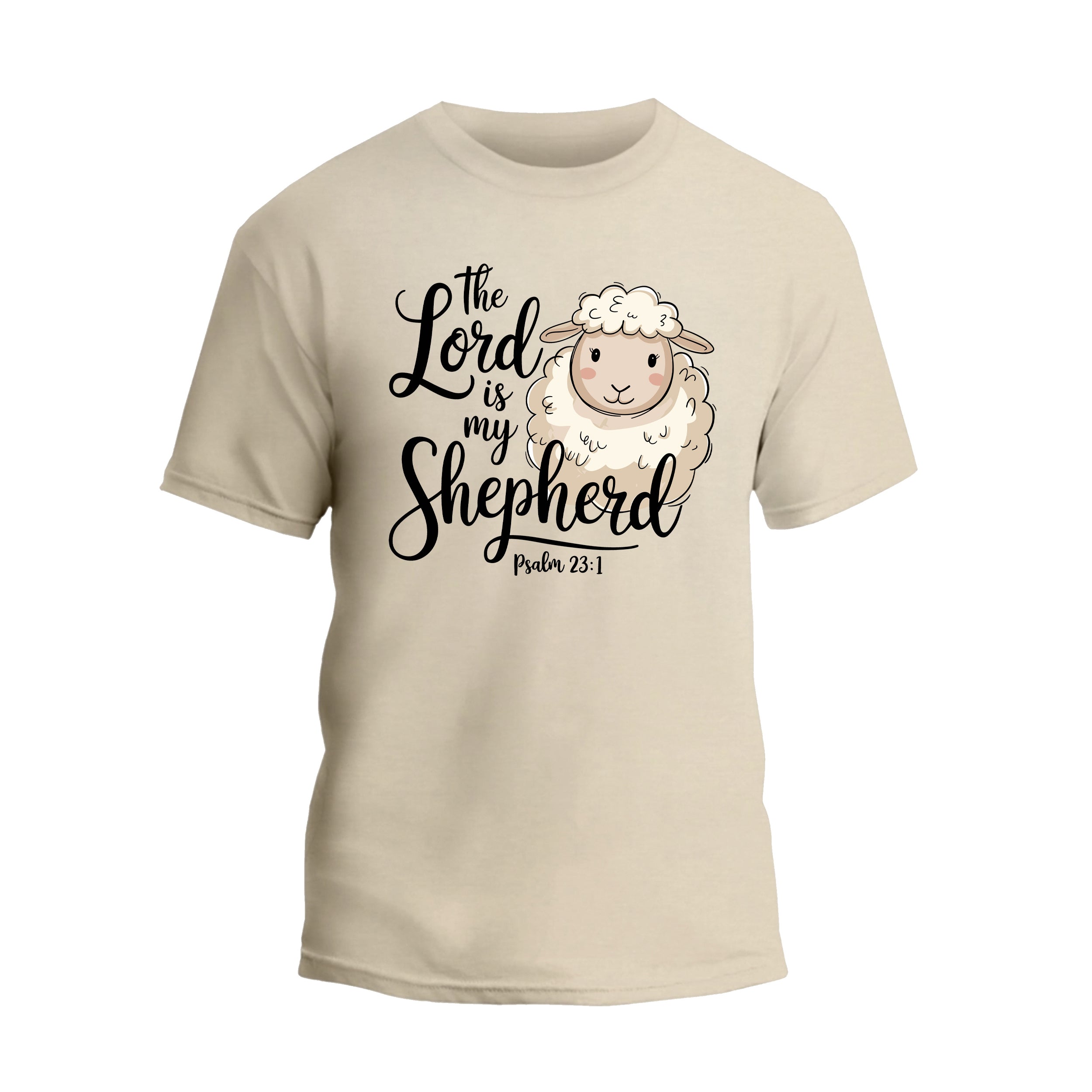 a white t - shirt with the words the lord is my shepherd printed on it