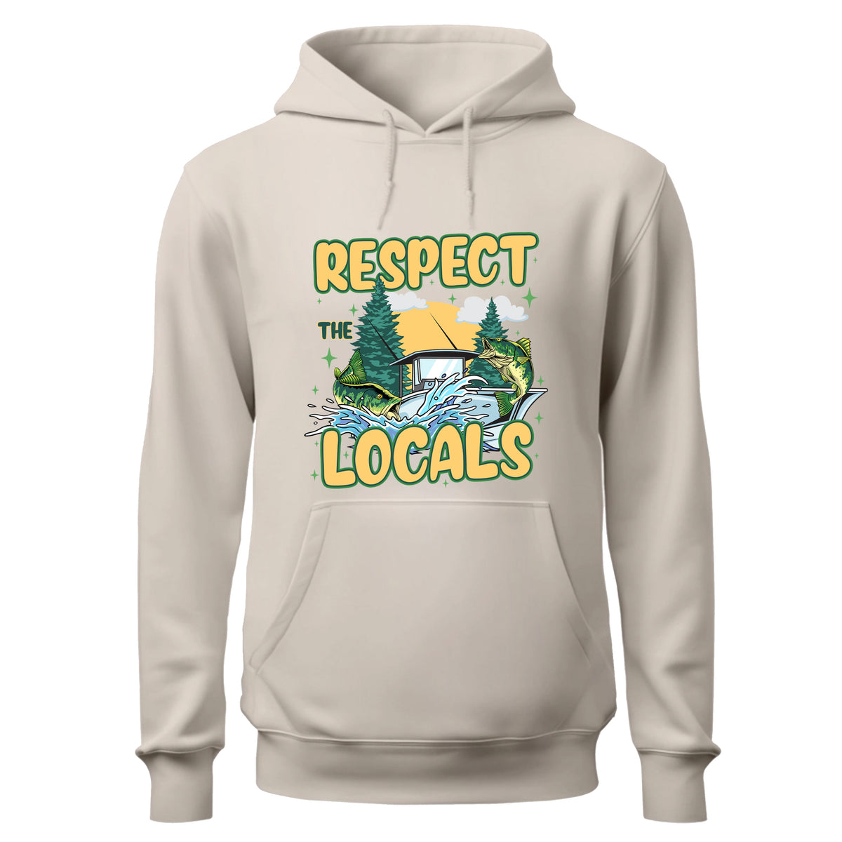 a white hoodie with the words respect the locals on it