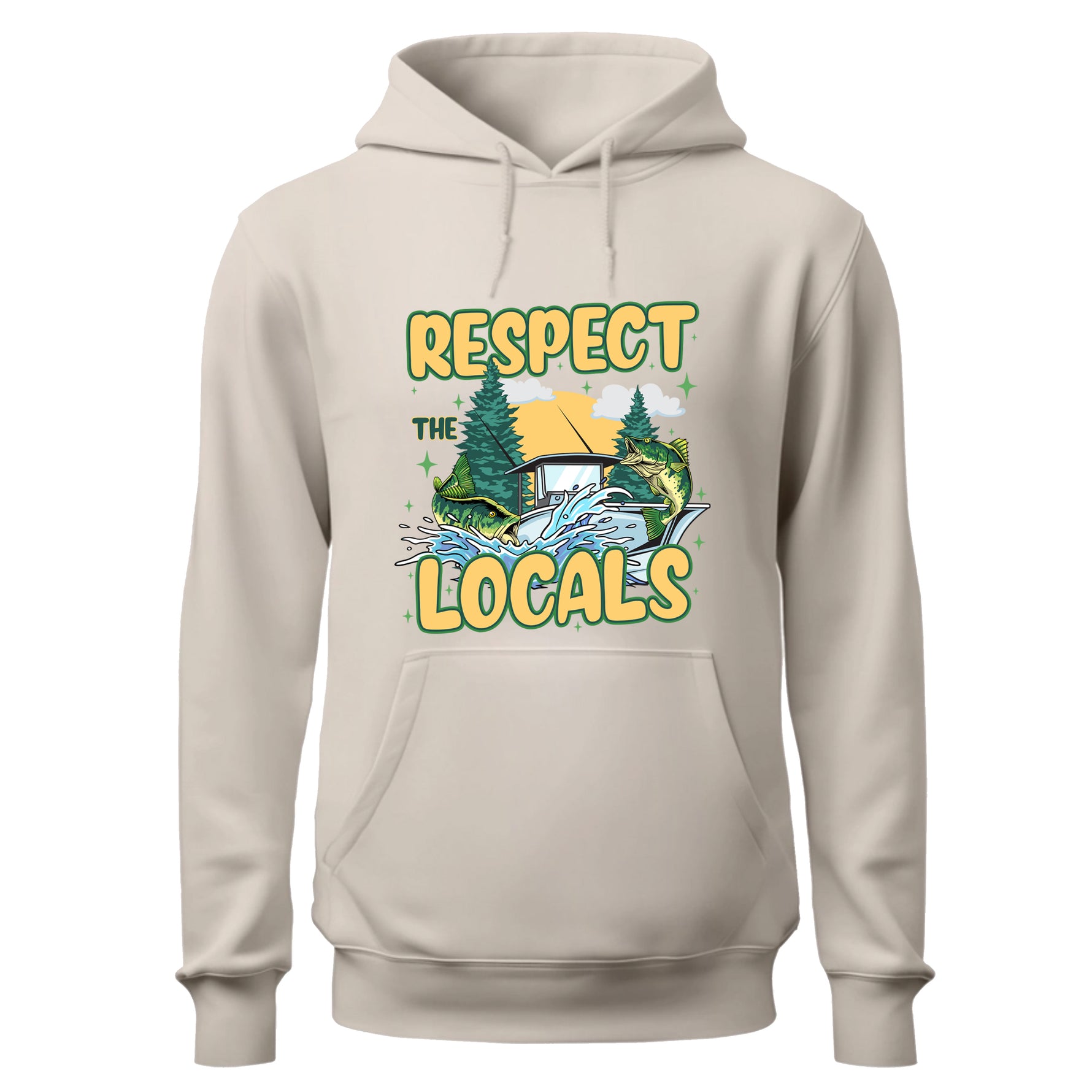 a white hoodie with the words respect the locals on it